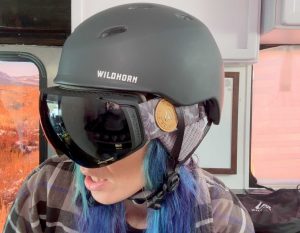Drift helmet with the Roca goggles